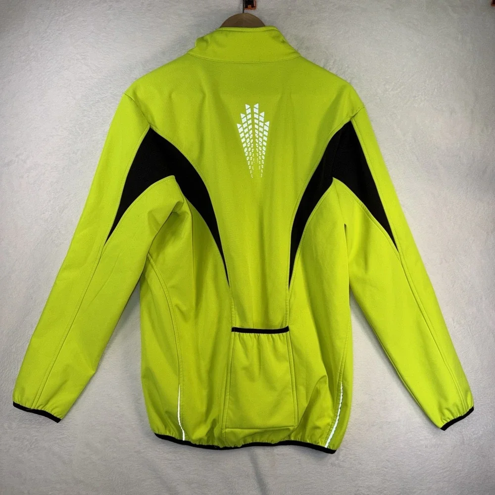 ARSUXEO Full Zip Softshell CYCLING JACKET Neon Green‎ Reflective men's size XL